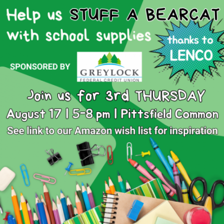 design image with text to stuff a bearcat with school supplies