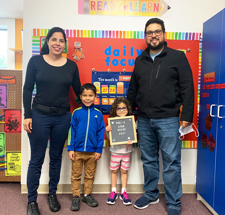 family at pre-k open house