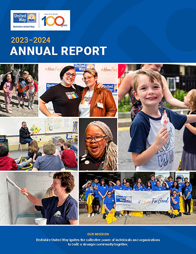 2023-2024 annual report cover with many photos