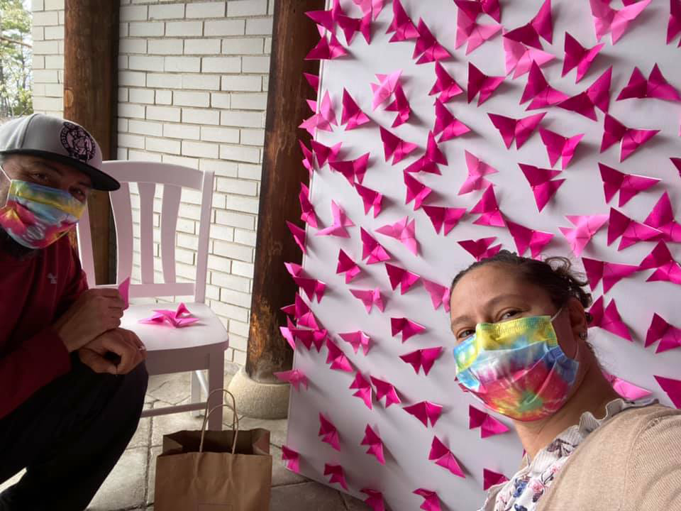 Rania Markham and husband Adam made several thousand origami butterflies for Naumkeag