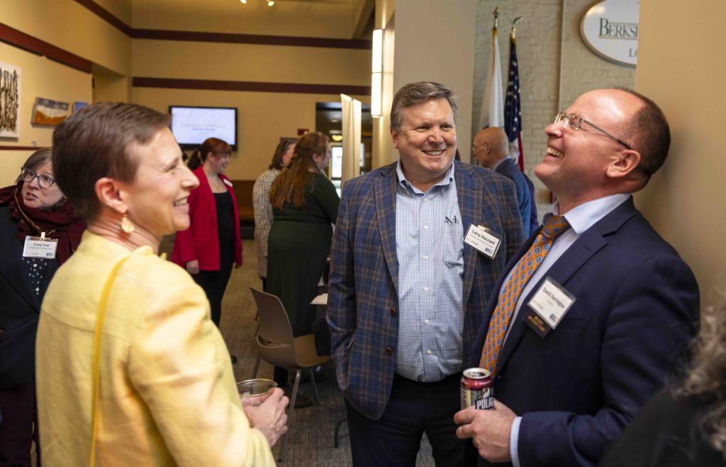 Laurie Gallagher (BUW board chair), Larry Hazzard (Guardian Life) and David Harrington (Lee Bank and BUW board member)