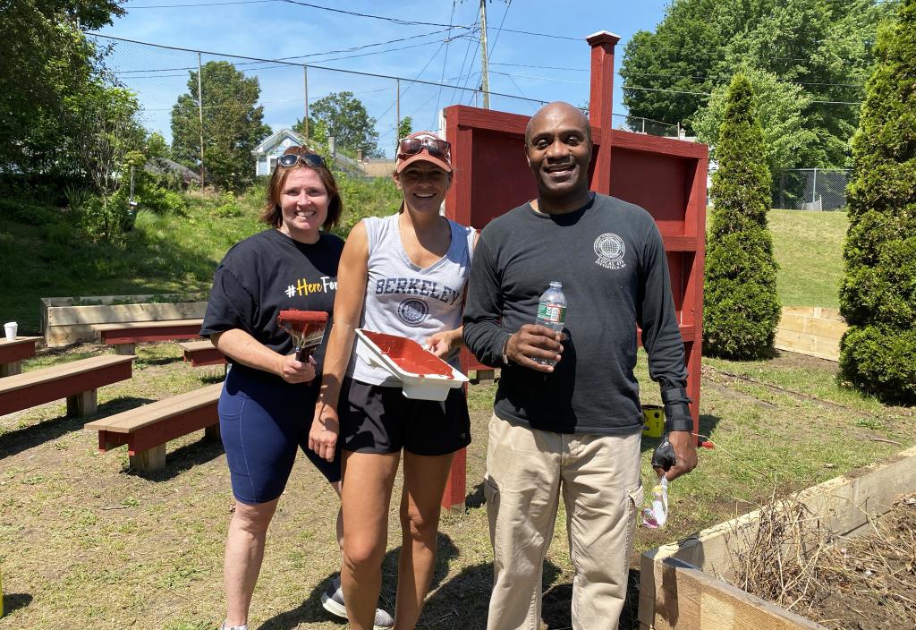 Brenda Petell (BUW), Principal Monica Zanin, and Ron Holmes, Local 473 business manager