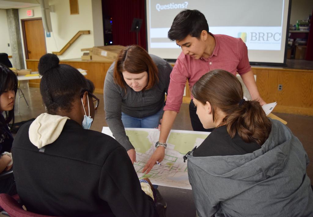 BUW's Brenda Petell and BRPC's Jaymie Zapata point out streets to audit