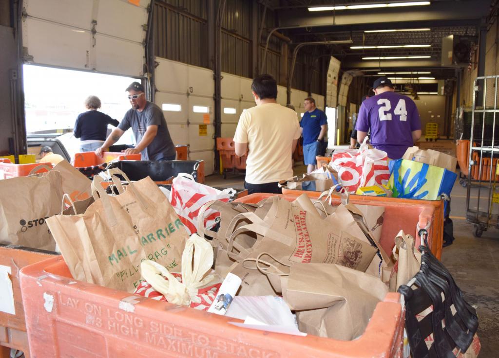 Cartloads of food ready for pick up