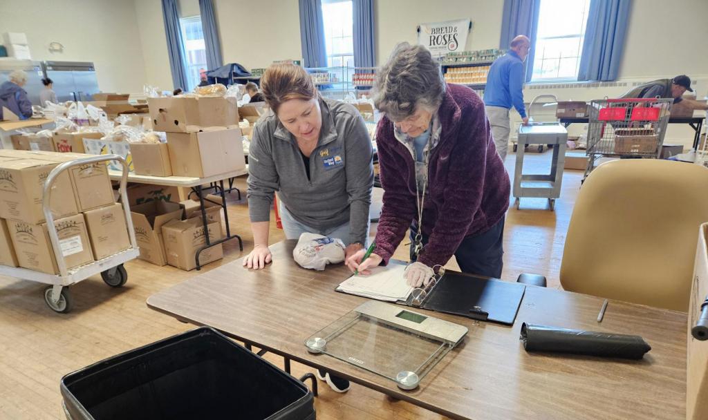 Brenda with Mary Wheat, pantry director at South Congregational