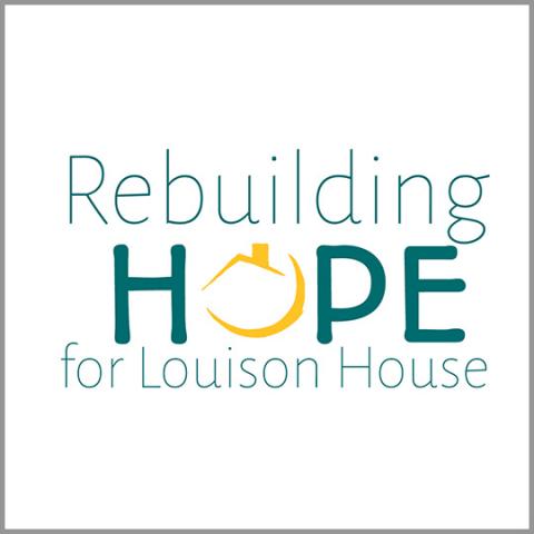 Louison House volunteer fair booth logo