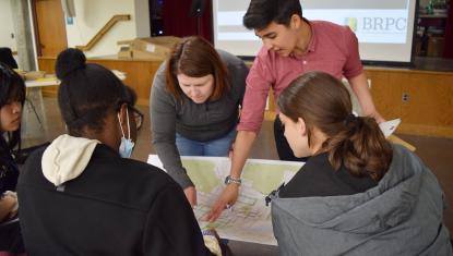 BUW's Brenda Petell and BRPC's Jaymie Zapata point out streets to audit